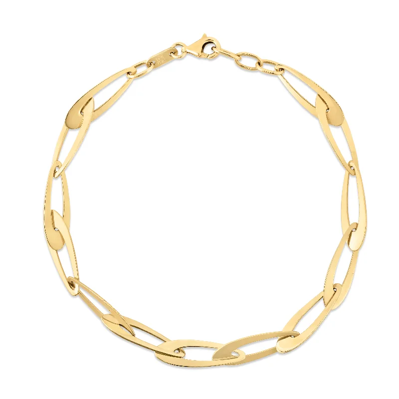 vintage necklaces for women-14K Gold Italian Oval Links Chain