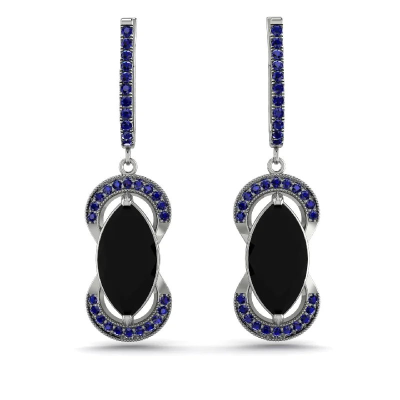 large hoop earrings for women-Marquise Vintage Black Diamond Earrings - Marley No. 69