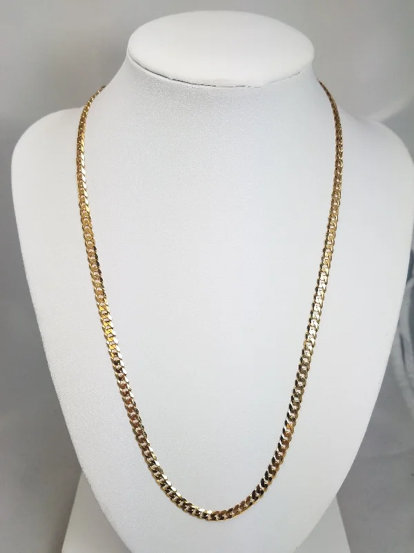 layered necklaces for women-New 20" Solid 14k Yellow Gold Curb Link Chain