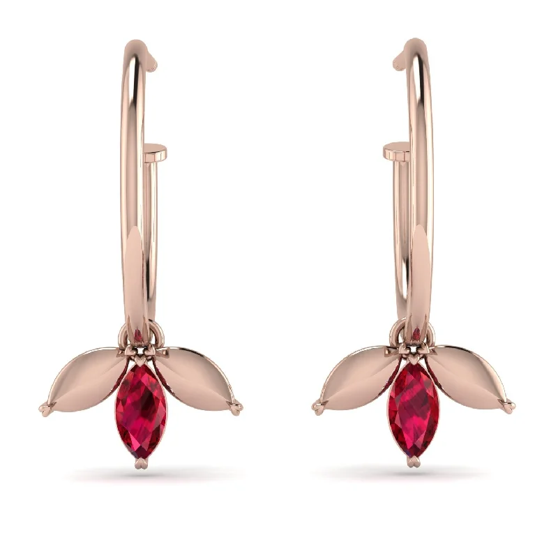 bridal stud earrings for women-Leaves Ruby Earrings - Anika No. 11