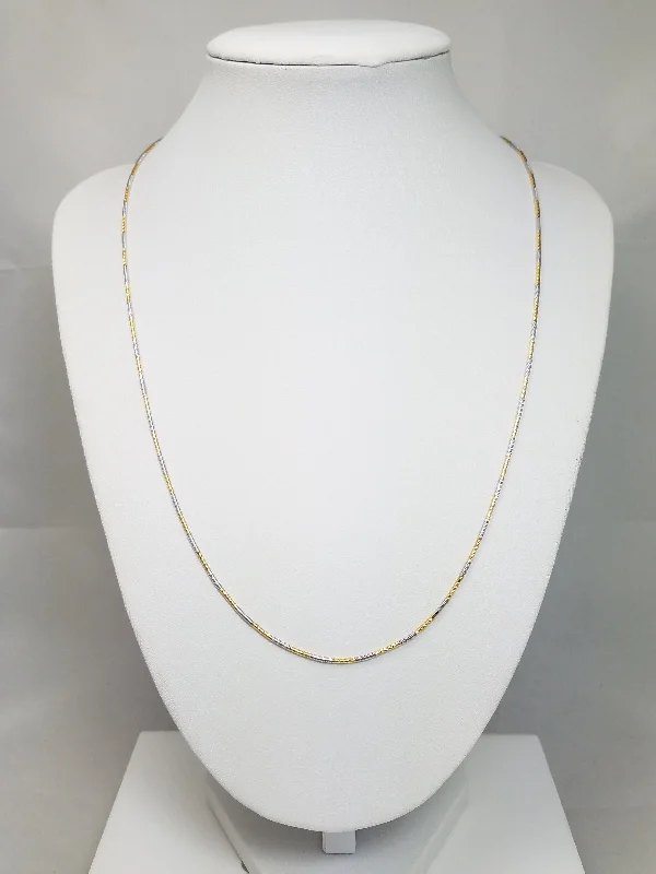 choker necklaces for women-Fashionable 20" Solid 14k Two Tone Gold Diamond Cut Italian Snake Chain