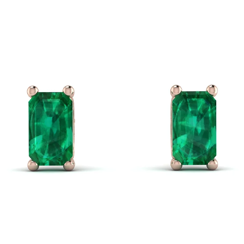 bridal stud earrings for women-Hidden Diamonds Emerald Cut Emerald Earrings - Angel No. 20