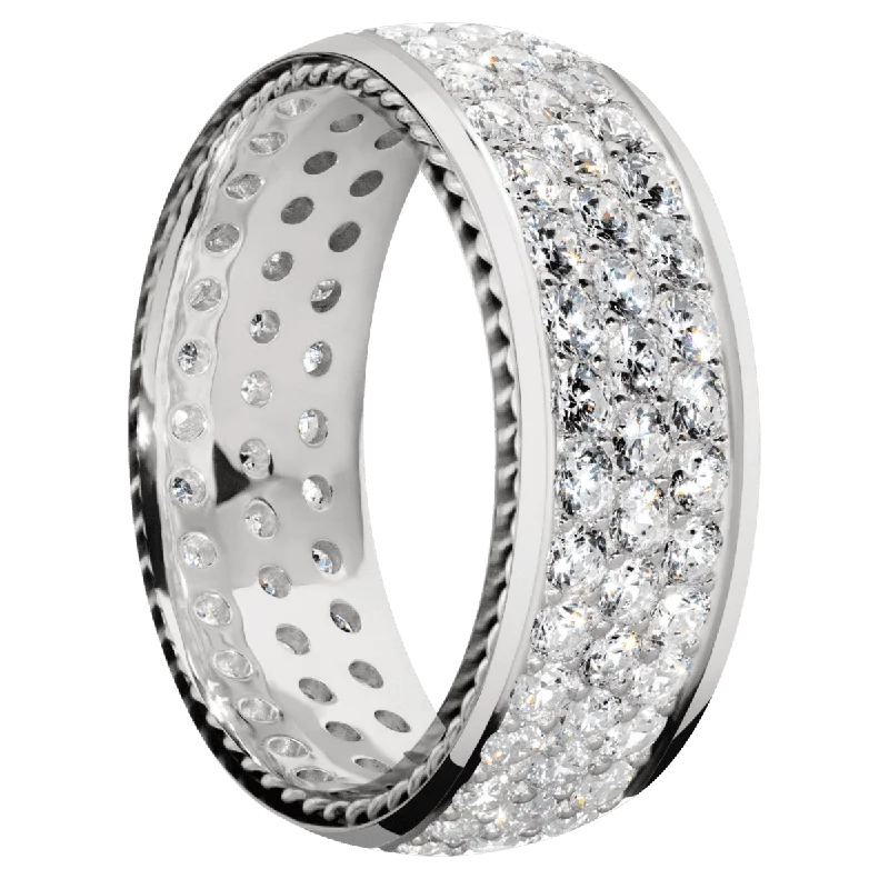 classic diamond engagement rings for women-14K White Gold with Polish Finish and 14K White Gold Inlay