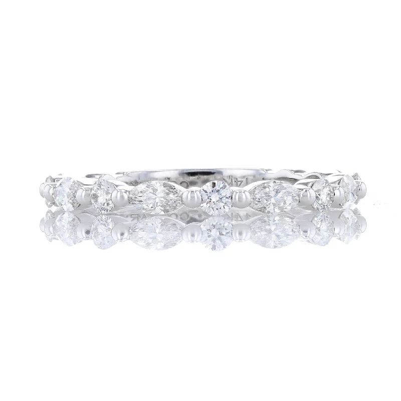 luxurious engagement rings for women-Marquise & Round Diamond Floating Band