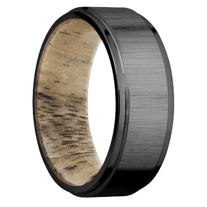 diamond engagement rings for women-Zirconium with Crosssatinblack , Polish Finish and Spalted Tamarind