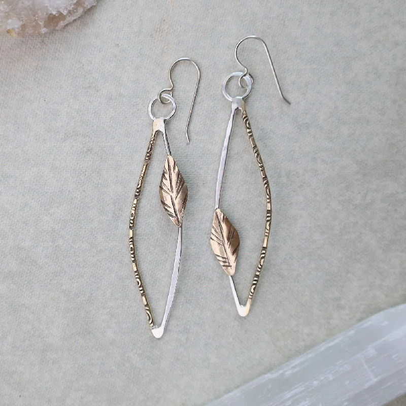 dangling earrings for women-Single Leaf Earrings