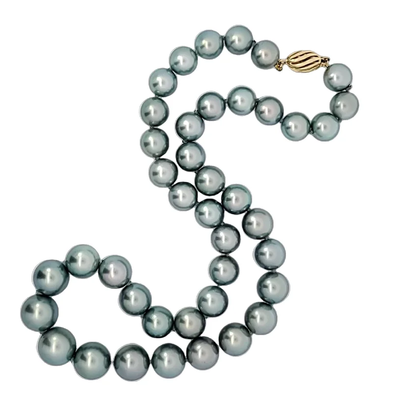 artistic silver necklaces for women-Silver Blue Tahitian Pearl Strand