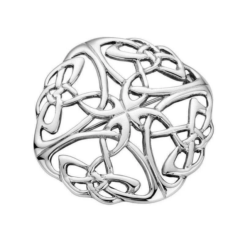 floral gemstone brooches for women-Celtic Knotwork Brooch In Silver