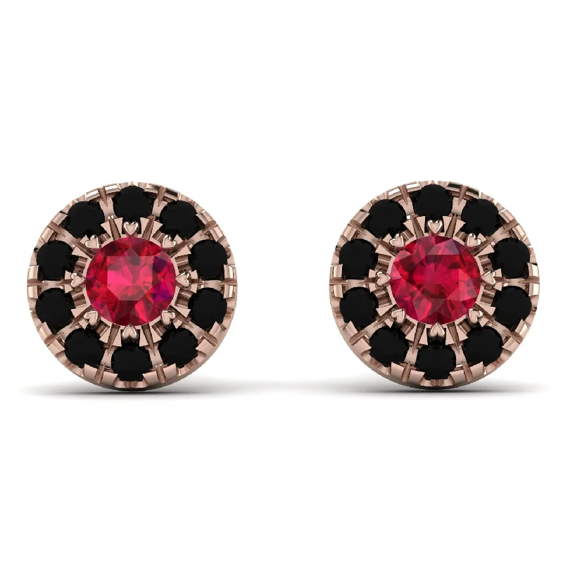 large earrings for women-Halo Ruby Earrings - Heaven No. 41