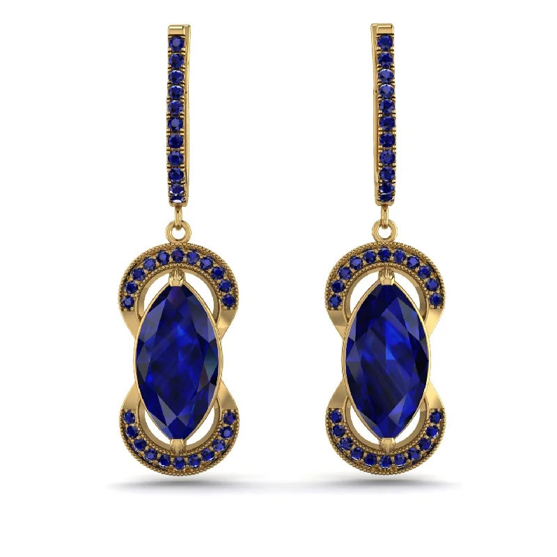 ethnic hoop earrings for women-Marquise Vintage Sapphire Earrings - Marley No. 73