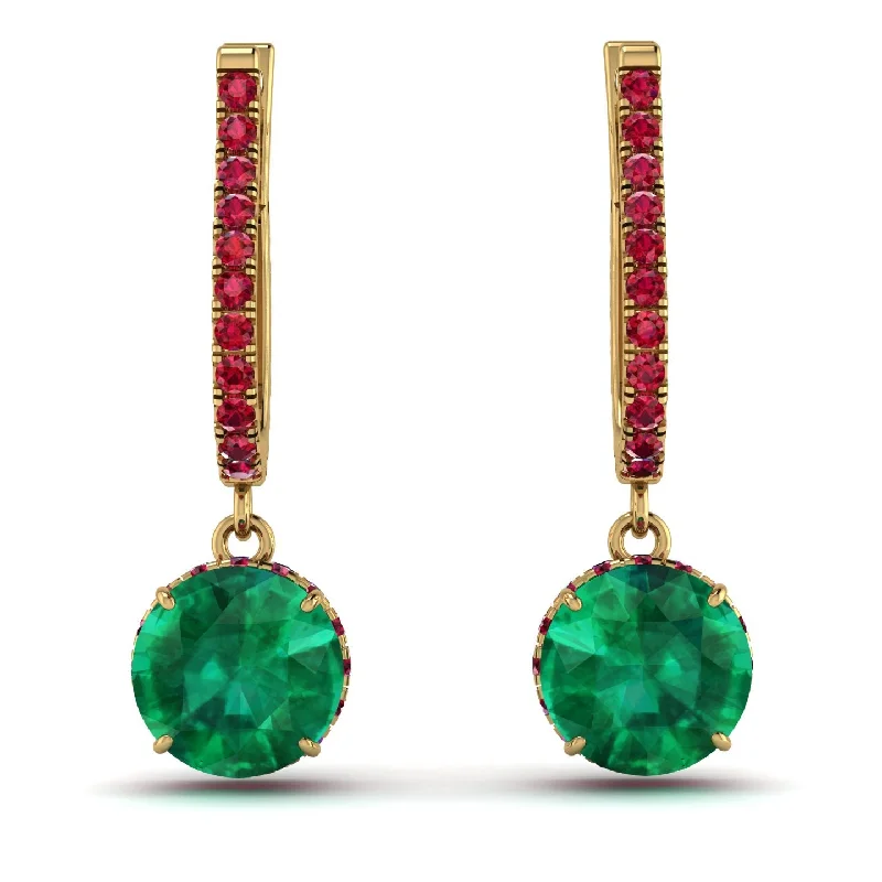 fashion stud earrings for women-Emerald Dangle Earrings With Hidden Halo - Adaline No. 49