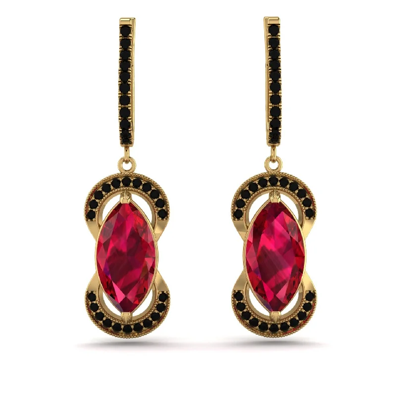 dainty earrings for women-Marquise Vintage Ruby Earrings - Marley No. 40