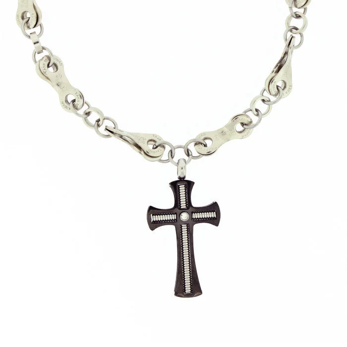 silver chain necklaces for women-Stainless Steel Black Gothic Cross