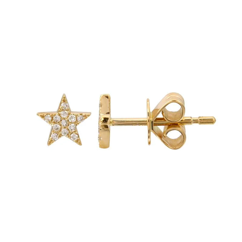 rainbow earrings for women-Single 14K Diamond Star Earring