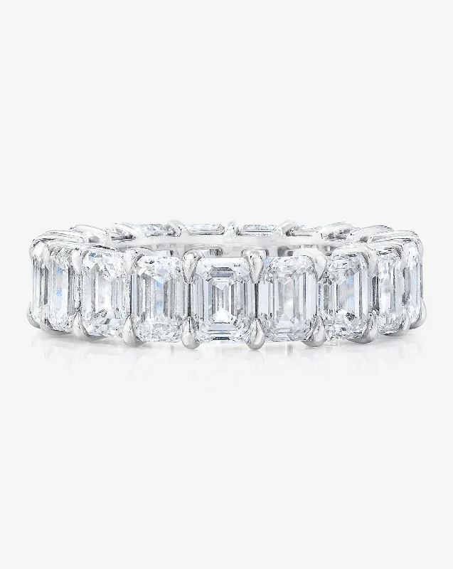 white diamond engagement rings for women-Emerald Diamond Eternity Band