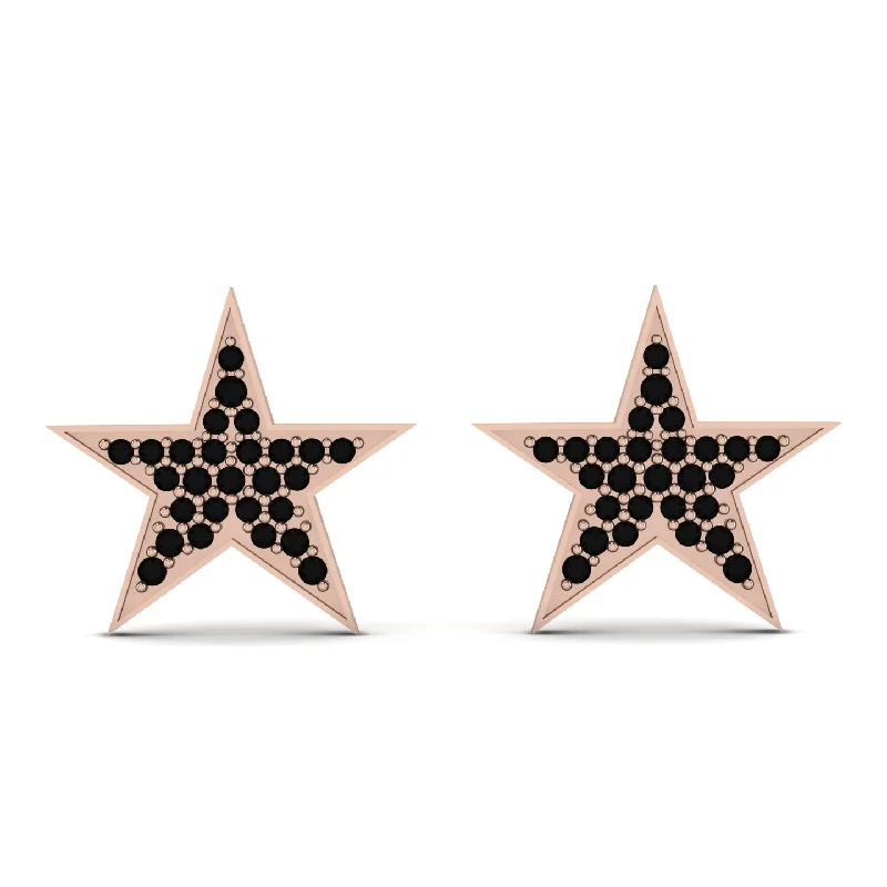 playful earrings for women-Star Stud Black Diamond Earrings - Star No. 8