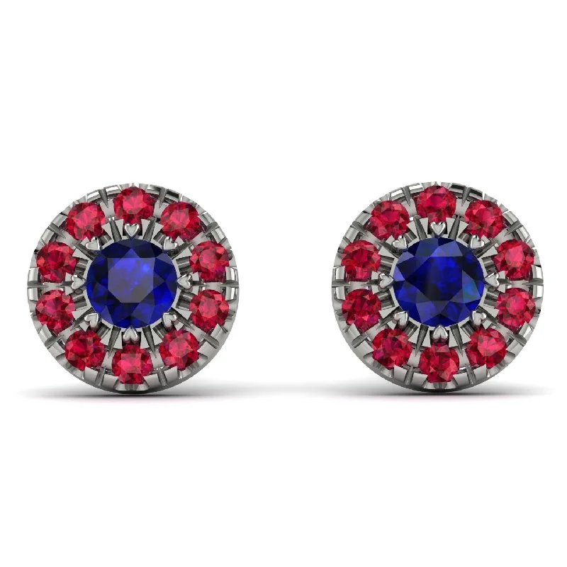 gold stud earrings for women-Halo Sapphire Earrings - Heaven No. 60