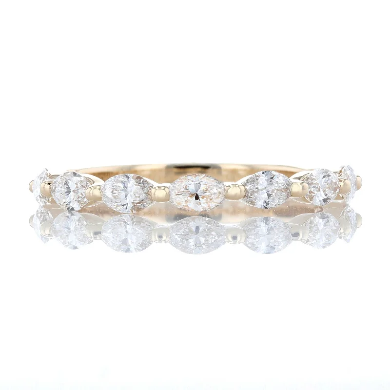 elegant round cut engagement rings for women-Yellow Gold Marquise Diamond Floating Band