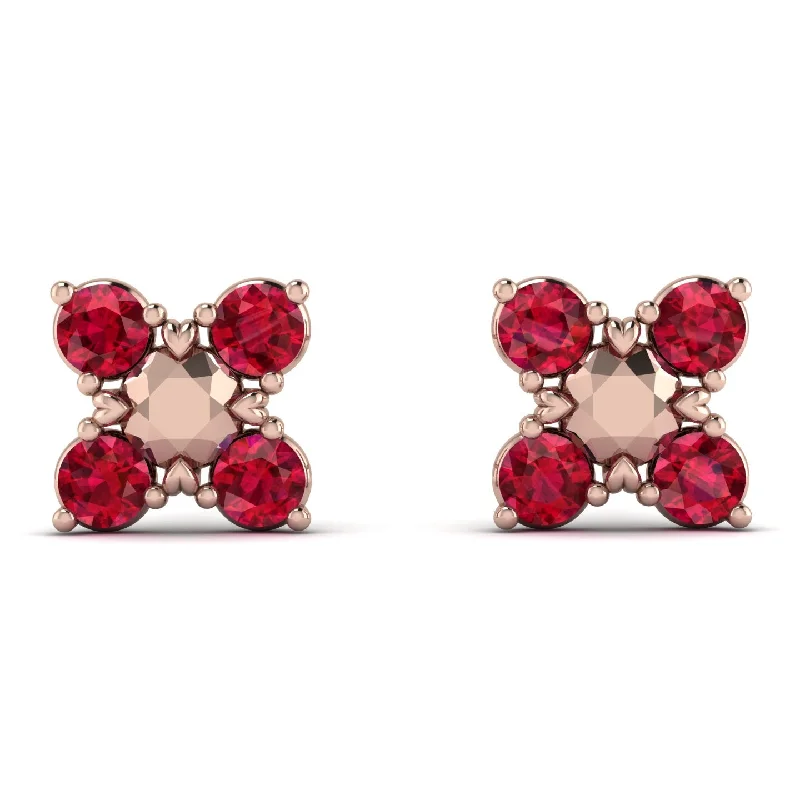 zirconia earrings for women-GeometricRuby Earrings Golden Diamond - Jayda No. 11