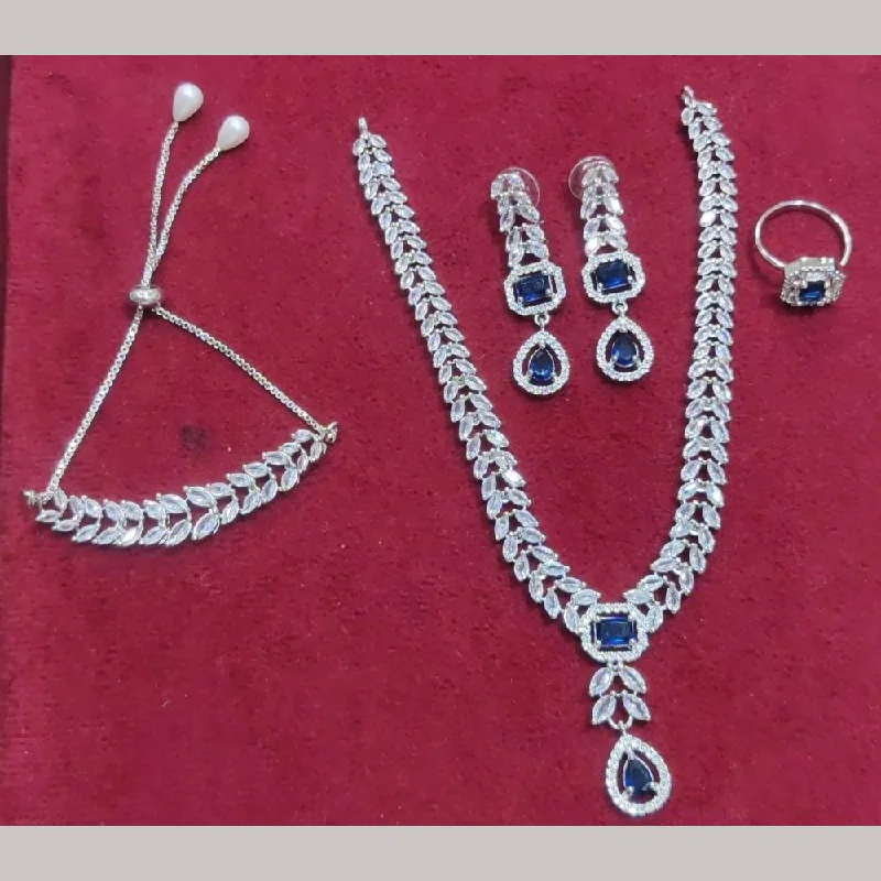 delicate necklaces for women-Manisha Jewellery Silver Plated AD Stone Combo Set