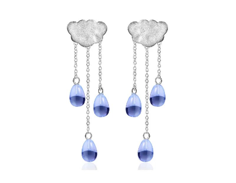 stud earrings for women-Cloud Tassel Raindrops Earring