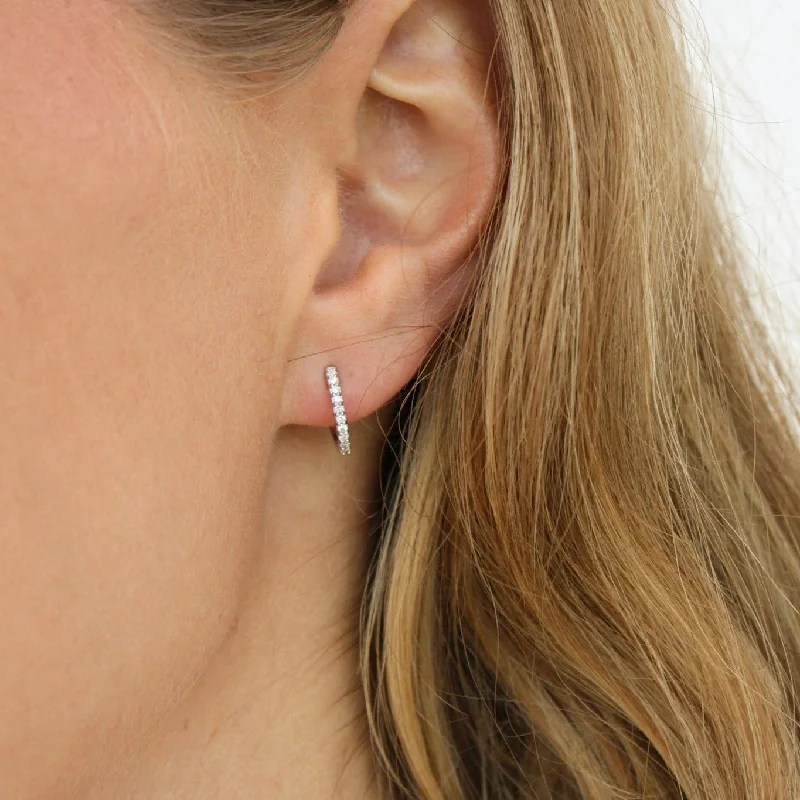 minimalist earrings for women-The Diamond Huggie Hoops