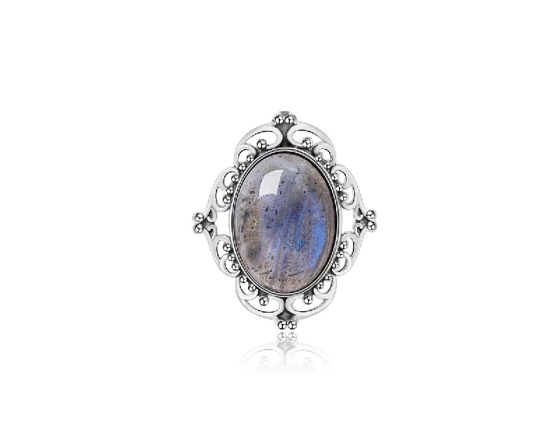 minimalist brooches for women-Victorian Labradorite Brooch