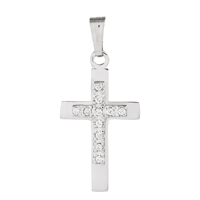 crystal necklaces for women-LeStage® Cape Cod : SS Cross with CZ Stones