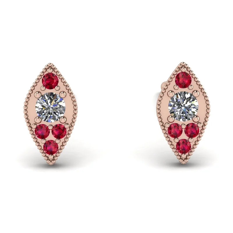 luxury earrings for women-Milgrain Marquise Diamond Earrings - Faye No. 47