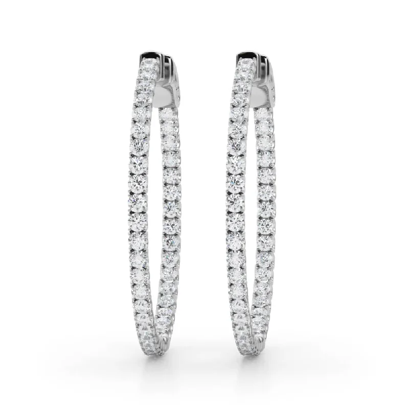 statement hoop earrings for women-14k Inside Out Hoop Diamond Earring 30mm