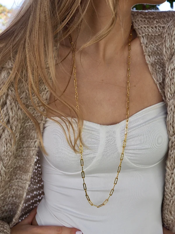 silver chain necklaces for women-RAMY BIG LINK CHAIN LINK  - GOLD FILLED