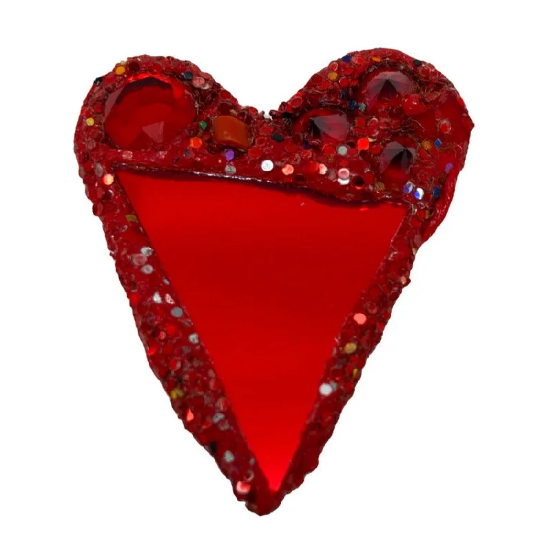 luxury diamond brooches for women-RED HEART BROOCH WITH CRYSTALS, 2021