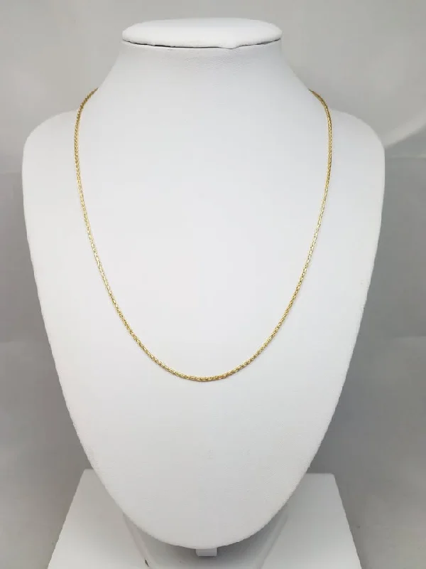 colorful stone necklaces for women-Sleek 14k Yellow Gold Solid Round Wheat 18" Chain