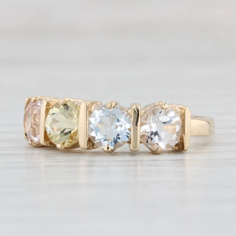 affordable sapphire engagement rings for women-1.80ctw Morganite Aquamarine Heliodore Ring 14k Yellow Gold Size 7