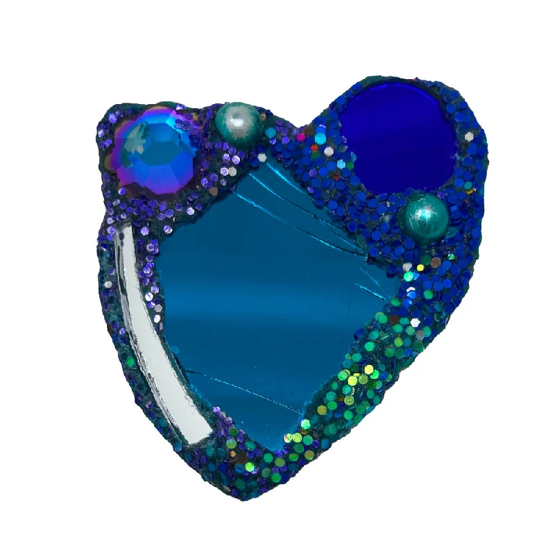 casual pin brooches for women-WIDE TURQUOISE HEART BROOCH