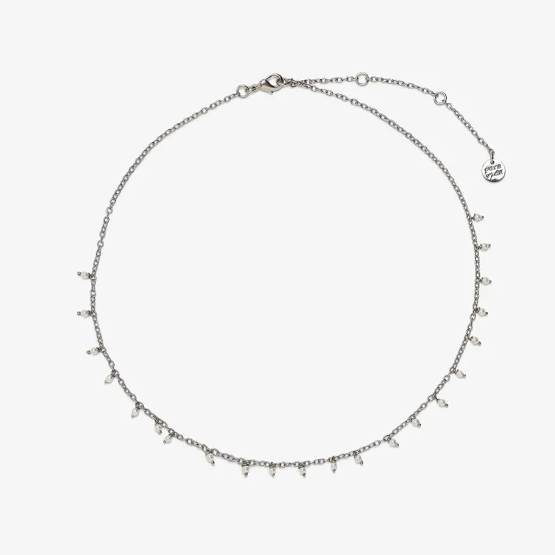 crystal chokers for women-Hanging Pearl Beaded Choker