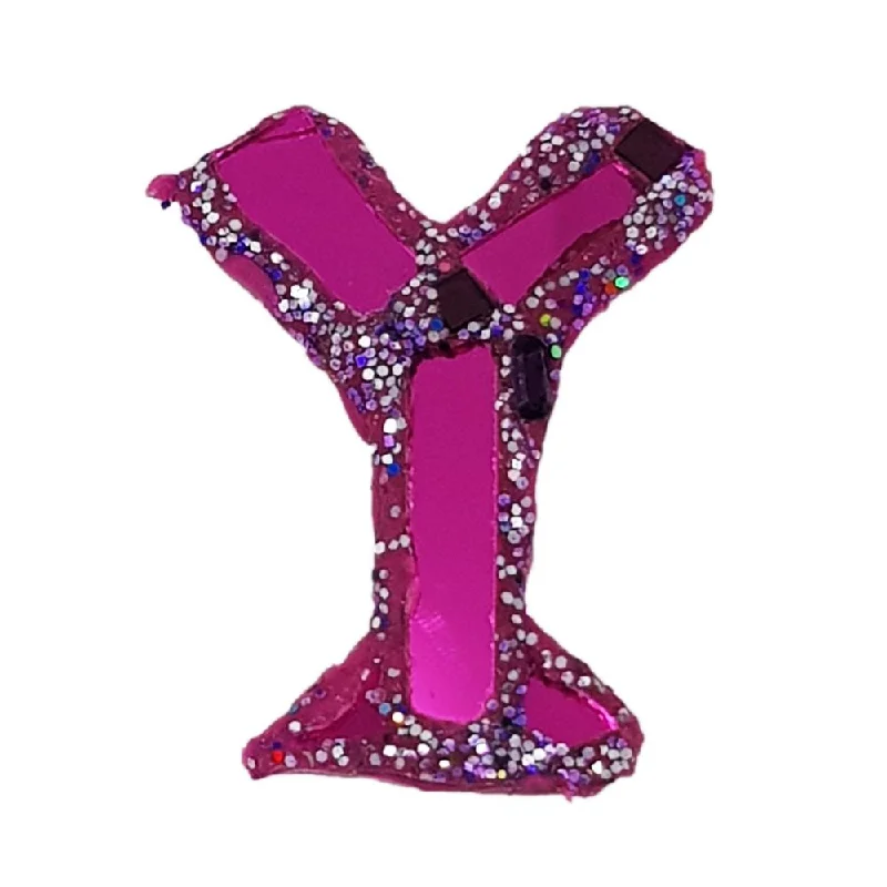 diamond brooches for women-LETTER Y-  PURPLE BROOCH