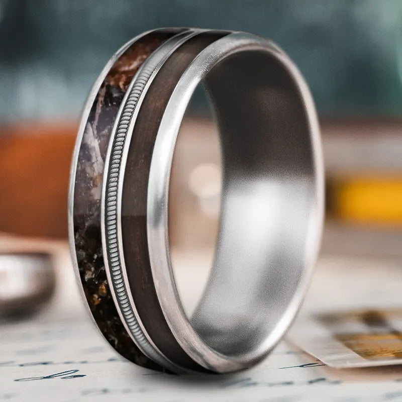 unique rings for women-Custom Design - 3-Inlay Metal Center Ring 23hsWJnbFgJHBoKd2KS5582k