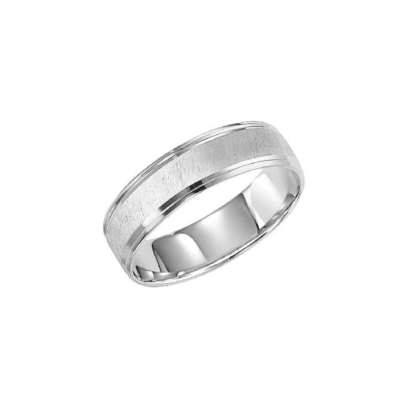 minimalist engagement rings for women-Diagonal Satin Finish 6mm Band