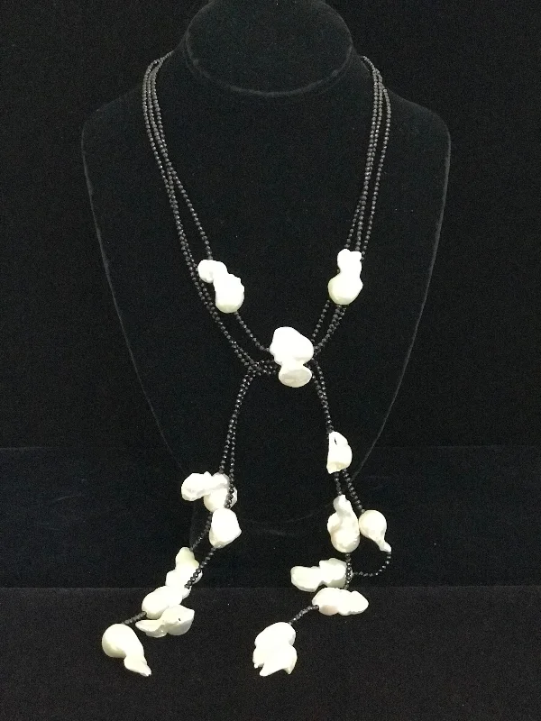 opal necklaces for women-Spinel & Baroque Pearl Lariet