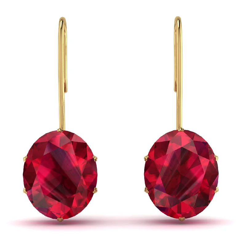 statement earrings for women-Oval Hidden Halo Ruby Earrings - Gemma No. 25