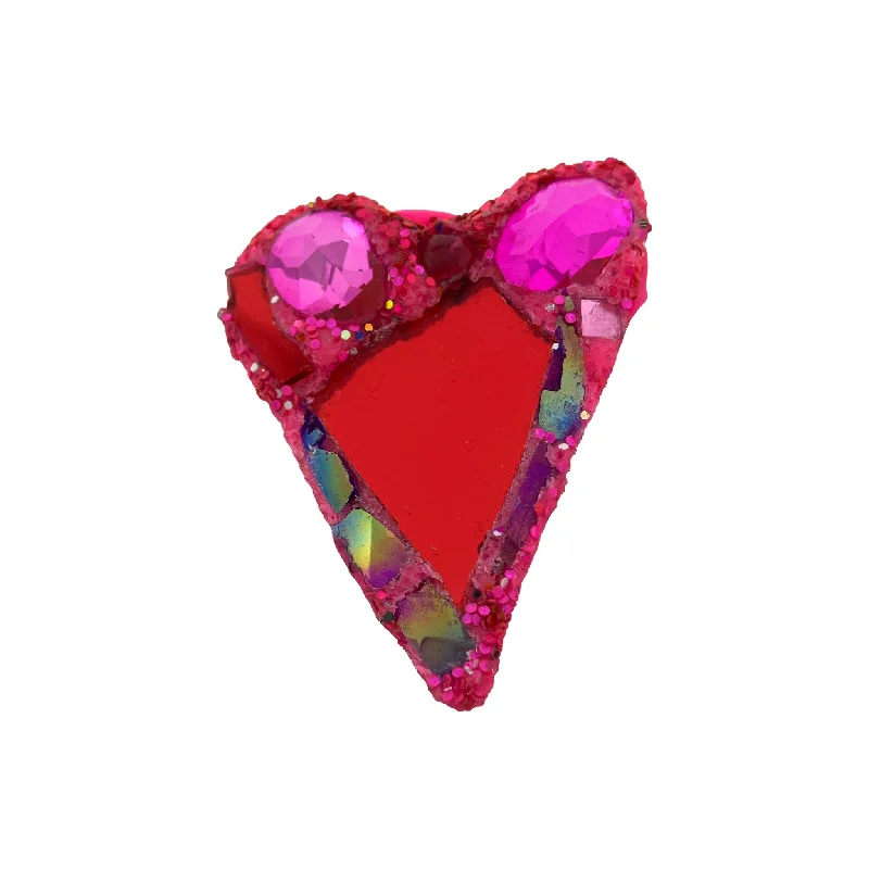 pearl brooches for women-PINK & RED CRYSTAL IRIDESCENT HEART BROOCH, 2023