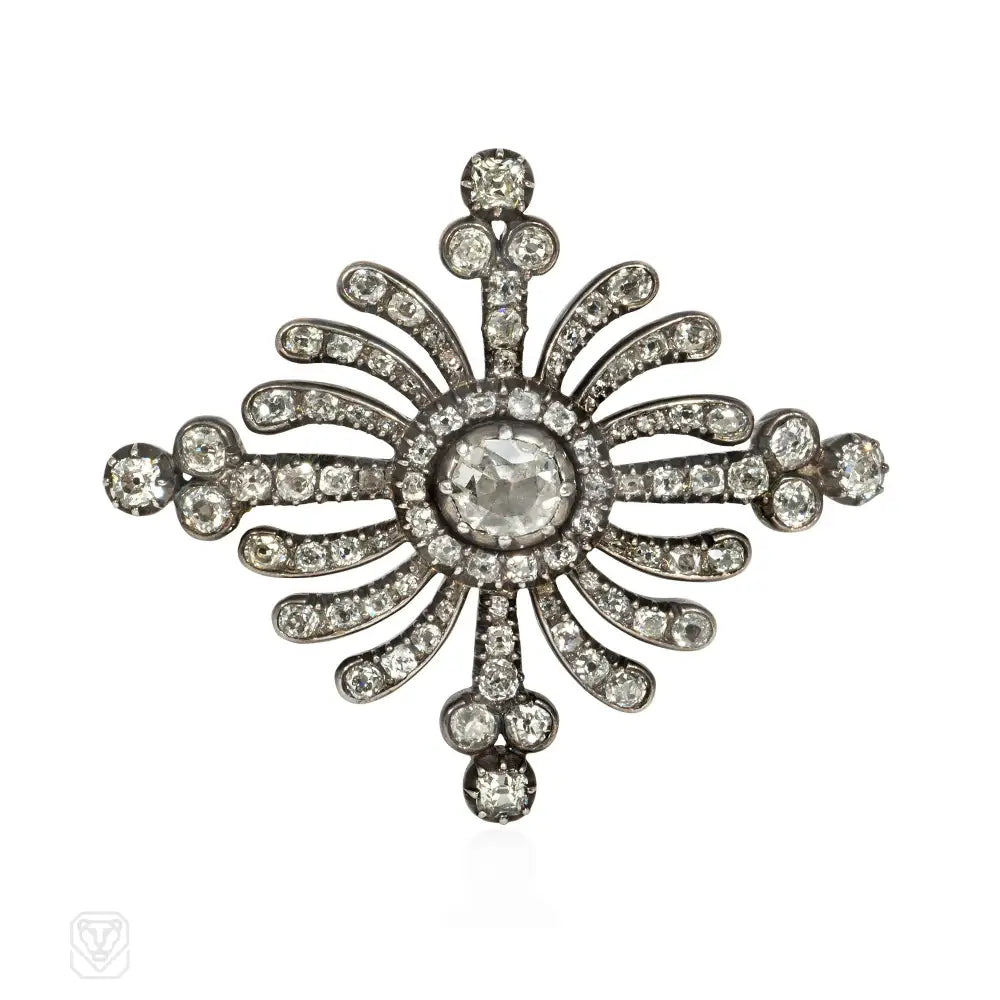 holiday brooches for women-Antique Harvey & Gore diamond starburst brooch