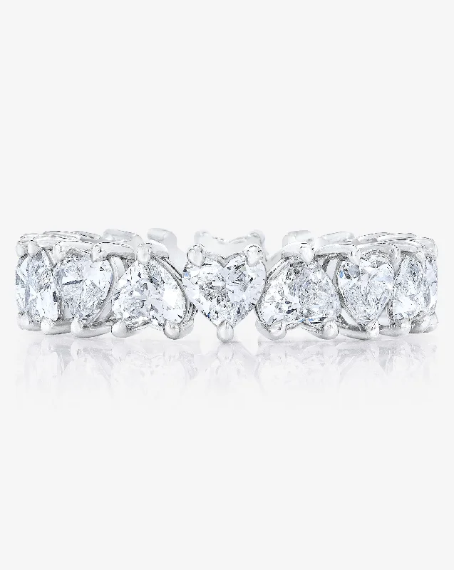 simple yet elegant engagement rings for women-Heart Eternity Band