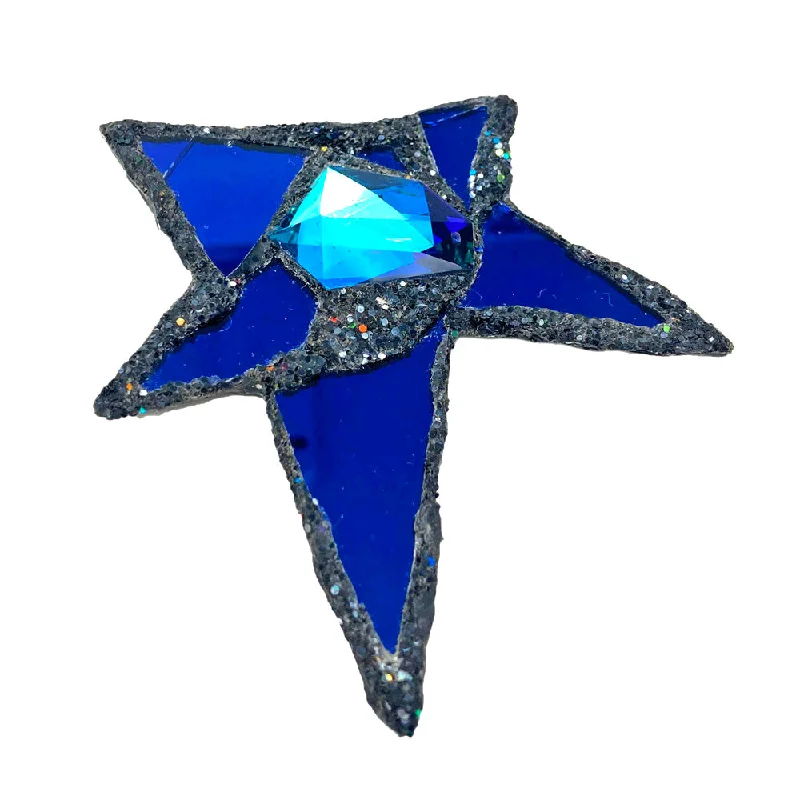 luxury crystal brooches for women-BLUE STAR BROOCH - DARK HORIZON