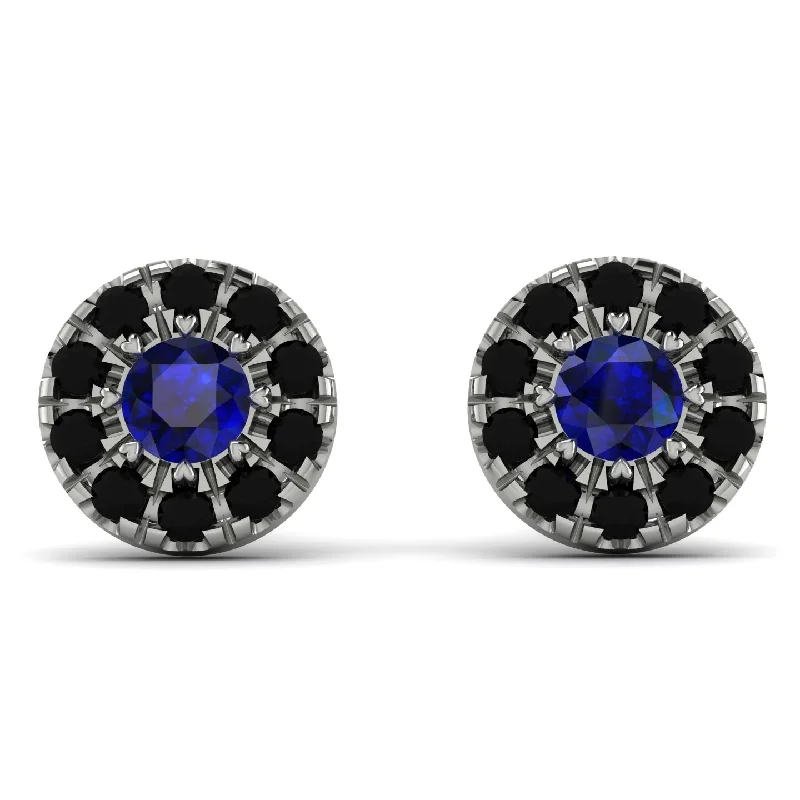 wedding earrings for women-Halo Sapphire Earrings - Heaven No. 45