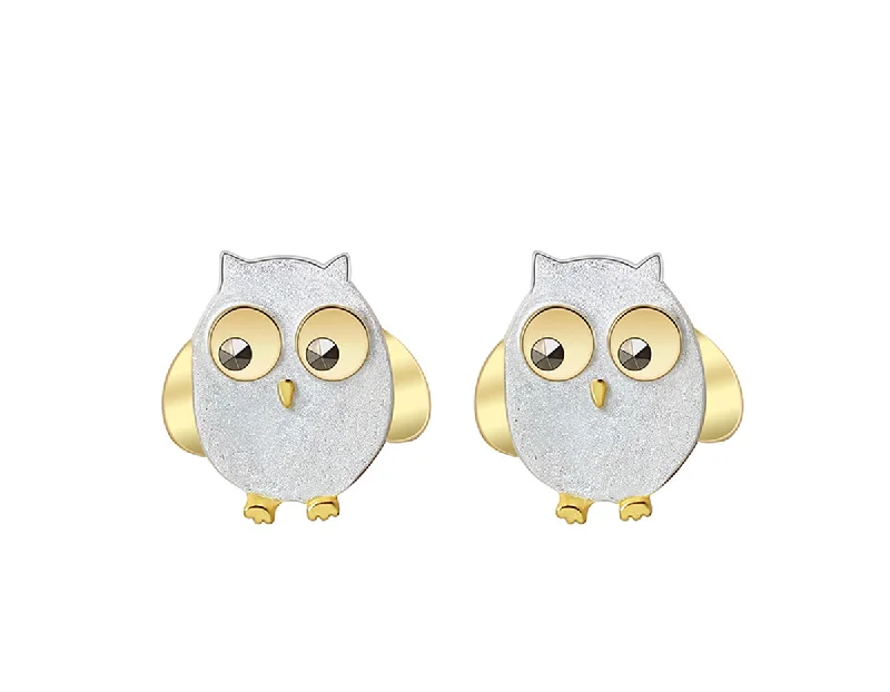 silver hoop earrings for women-Cute Owl Earring