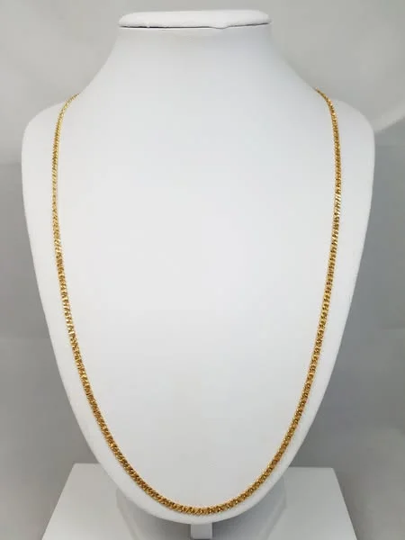 vintage crystal necklaces for women-Flashy 23.5" Solid 22k Yellow Gold Diamond Cut Fancy Link Chain