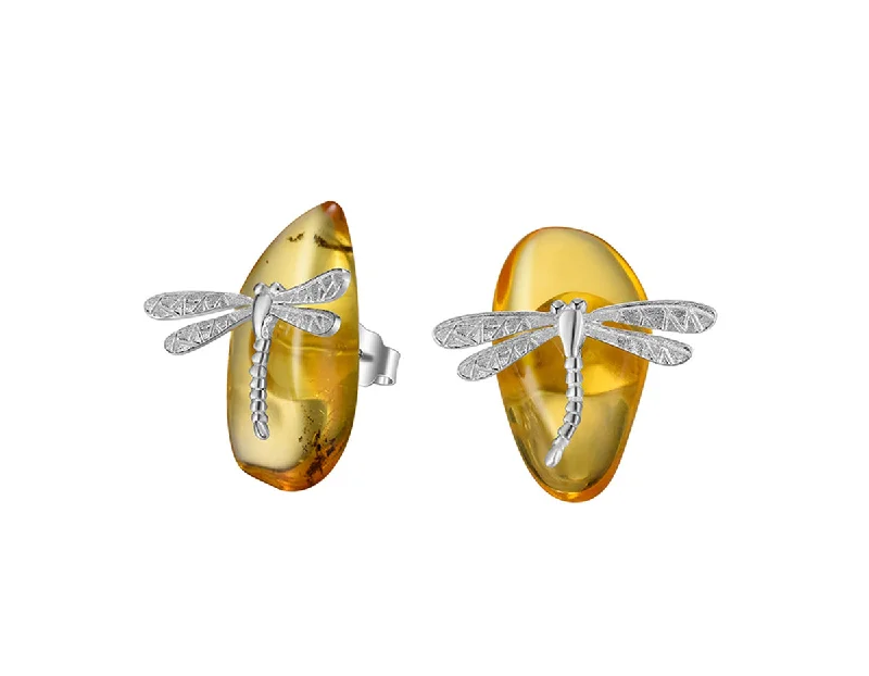 chandelier earrings for women-Amber Dragonfly Earring