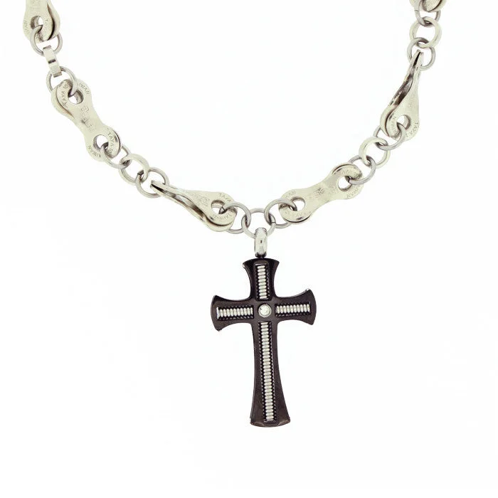 bar necklaces for women-Stainless Steel Black Gothic Cross - Wholesale